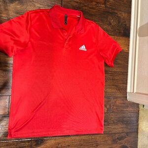 Men's Red Adidas polo style shirt